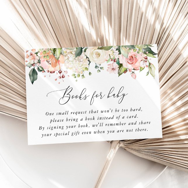 Pink Flowers, White Flowers, Boho, Books For Baby Enclosure Card (Creator Uploaded)