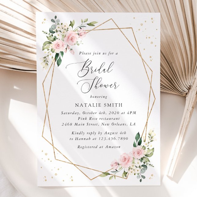 Pink Flowers, White Flowers, Boho, Bridal Shower Invitation (Creator Uploaded)