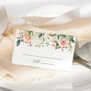 Pink Flowers, White Flowers, Boho, Bridal Shower Place Card