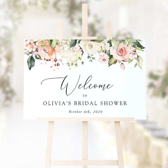 Pink Flowers, White Flowers, Boho, Bridal Welcome Poster (Creator Uploaded)