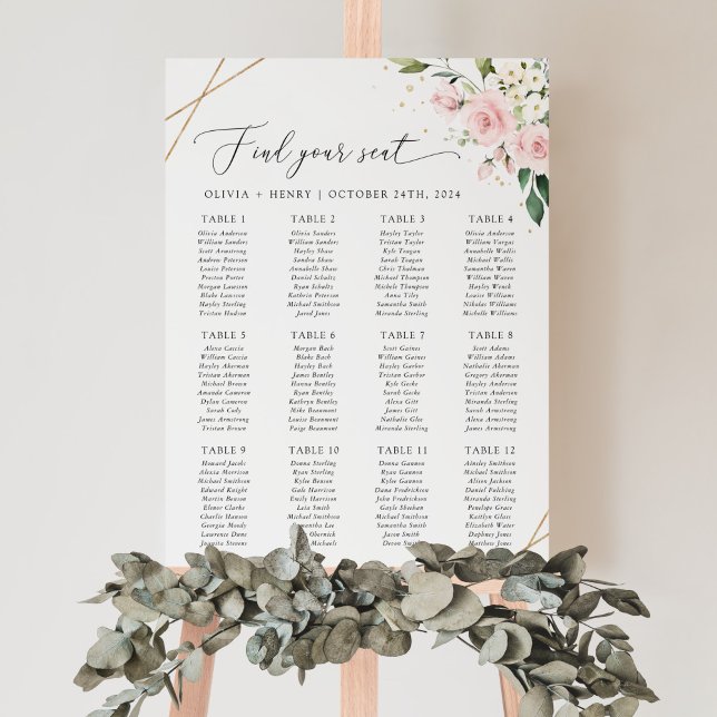 Pink Flowers, White Flowers, Boho, Seating Chart (Creator Uploaded)