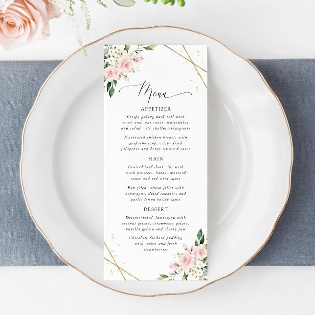 Pink Flowers, White Flowers, Boho, Wedding Menu (Creator Uploaded)