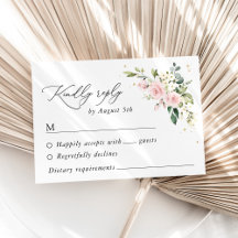 Pink Flowers, White Flowers, Boho, Wedding RSVP