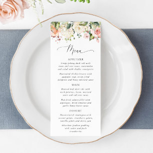 Pink Flowers, White Flowers, Bridal Shower Menu