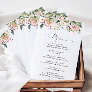 Pink Flowers, White Flowers, Bridal Shower Menu