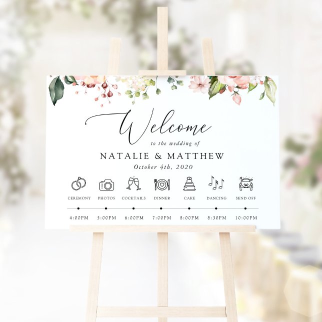 Pink Flowers, White Flowers, Wedding Timeline Poster (Creator Uploaded)