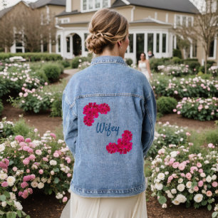 Pink Flowers Wifey Denim Jacket
