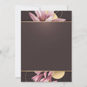 Pink Flowers with brown banner Invitation