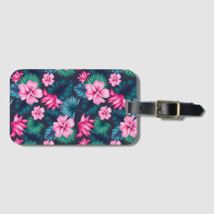 Pink Flowers with Green Leaves Partern-79066 Luggage Tag