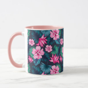Pink Flowers with Green Leaves Partern-79066 Mug