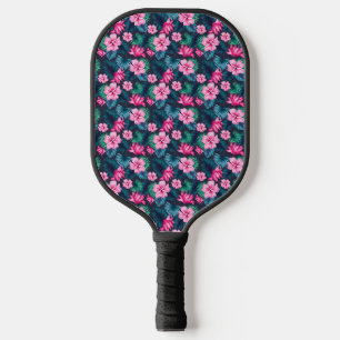 Pink Flowers with Green Leaves Partern-79066 Pickleball Paddle