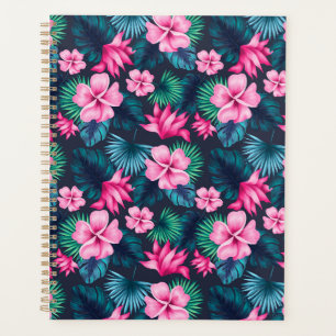 Pink Flowers with Green Leaves Partern-79066 Planner