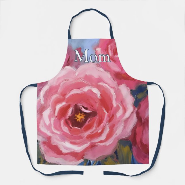 Pink Flowers with Text Apron (Front)
