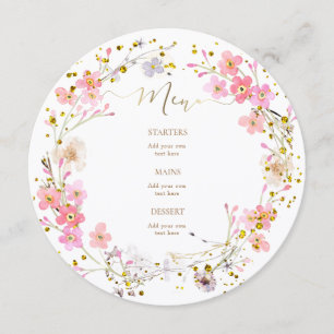pink flowers wreath Menu