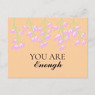 Pink flowers You  Are Enough Watercolor Beige Postcard
