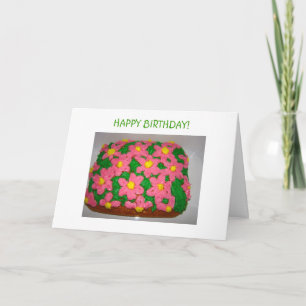 Pink FlowersCake, HAPPY BIRTHDAY! Card
