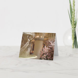 Pink Flowery Fountain Wedding card