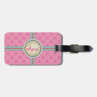 Pink & Flowery with Name Label & Ribbon Luggage Tag