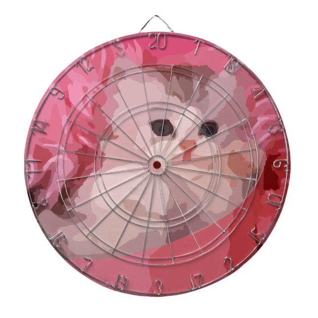 pink fluffy kitten dartboard (Front)