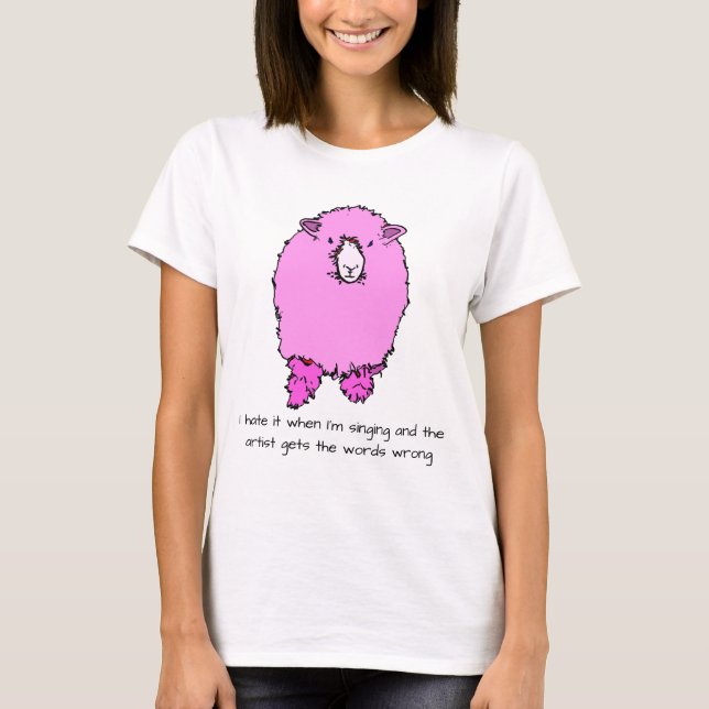 Pink fluffy sheep and funny saying personalised T-Shirt (Front)