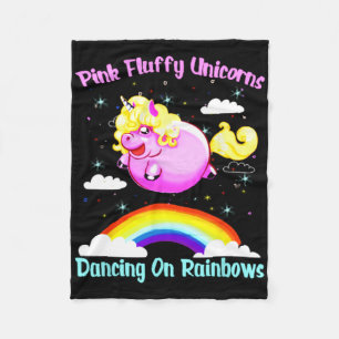 Pink Fluffy Unicorns Dancing On Rainbows T Shirt Fleece Blanket