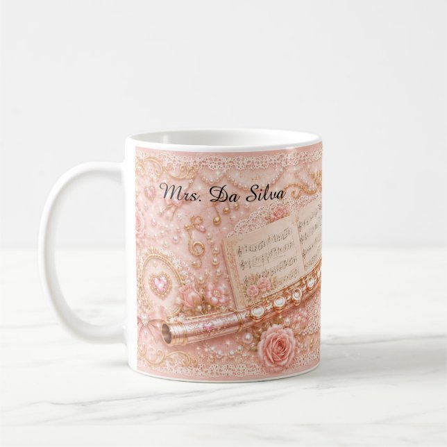 Pink Flute Floral Music Mug (Left)