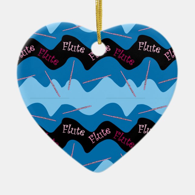 Pink Flute Pattern Ceramic Tree Decoration (Front)