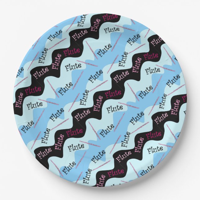 Pink Flute Pattern Paper Plate (Front)