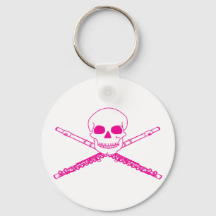 Pink Flute Skull Key Ring