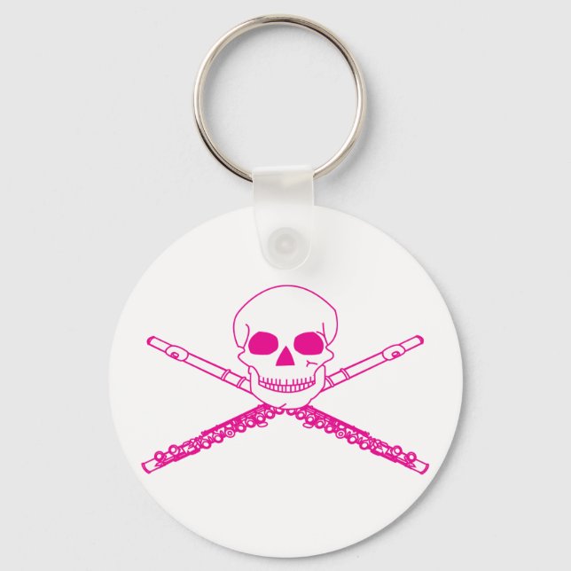 Pink Flute Skull Key Ring (Front)