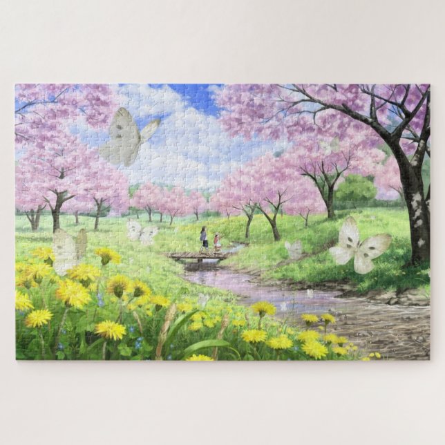 Pink Flutter Paradise Jigsaw Puzzle (Horizontal)