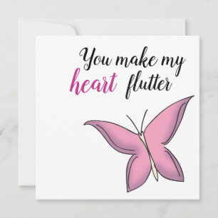 Pink Fluttering Butterfly Valentine Card