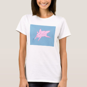 Pink Flying Pig Making Blue Stars Tees