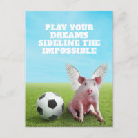 Pink Flying Pig Soccer Funny Inspirational Quote