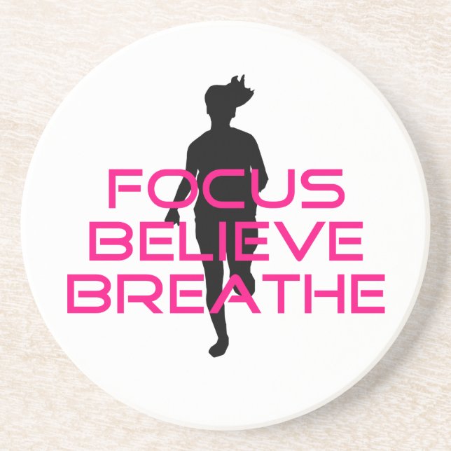 Pink Focus Believe Breathe Coaster (Front)