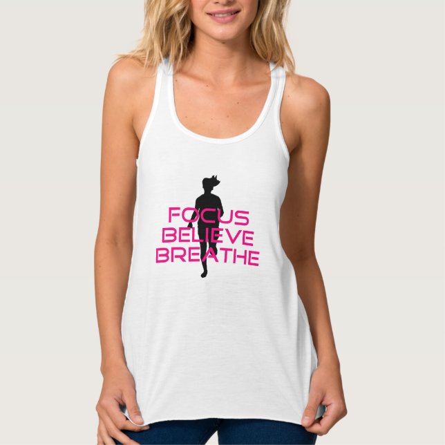 Pink Focus Believe Breathe Singlet (Front)