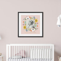 Pink Foil Floral Girl's Nursery Photo Art Print