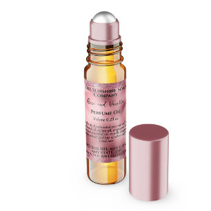 Pink Foil & Glitter Perfume Roller Bottle label
