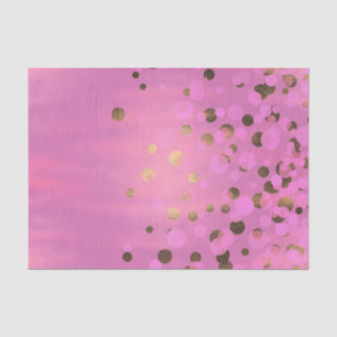 Pink Foil Look with Gold Dots Tissue Paper