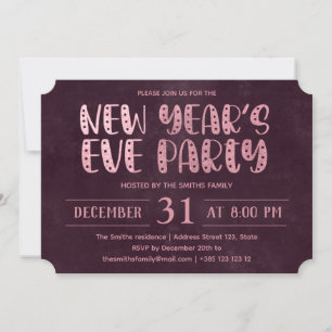 Pink Foil Texture New Year's Party  Invitation