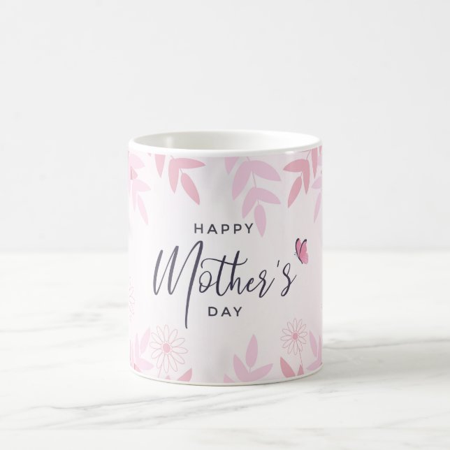 Pink Foliage & Butterflies Coffee Mug (Center)