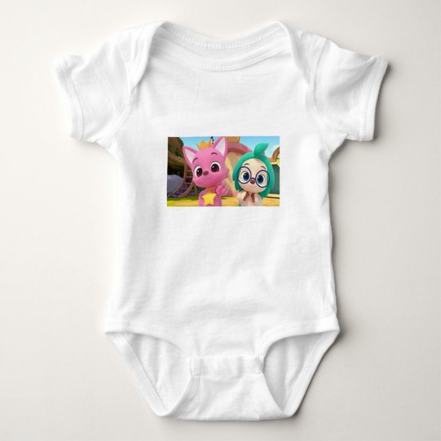 Pink fong and Friends Baby Bodysuit (Front)