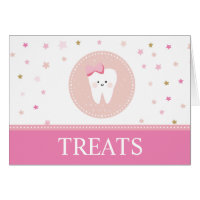 Pink Food Label card for the First Tooth party