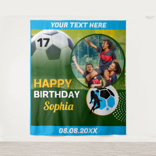 Pink Football Birthday, Football Girl Player Tapestry