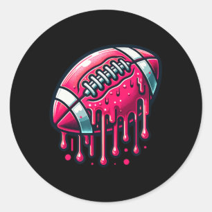 Pink Football Drip  Classic Round Sticker