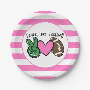 Pink Football Paper Plate
