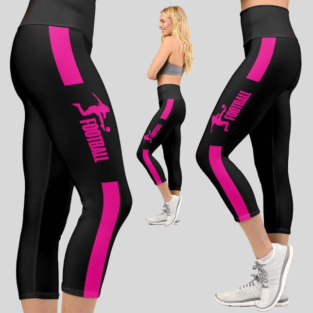 Pink Football Player Girl Birthday  Football Team Capri Leggings (Creator Uploaded)