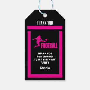 Pink Football Player Girl, Birthday Girl Team Gift Tags