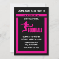 Pink Football Player Girl, Birthday Girl Team 