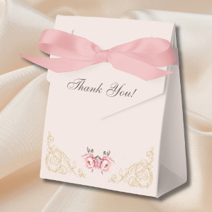 Pink Foral Rococo Vintage Peony Baby Shower Favour Box